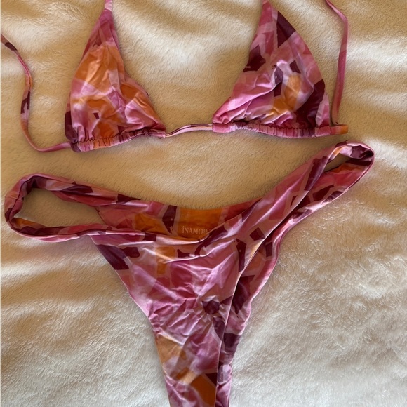 INAMORATA Women’s Pink Multi-Color Bikini - Picture 1 of 4